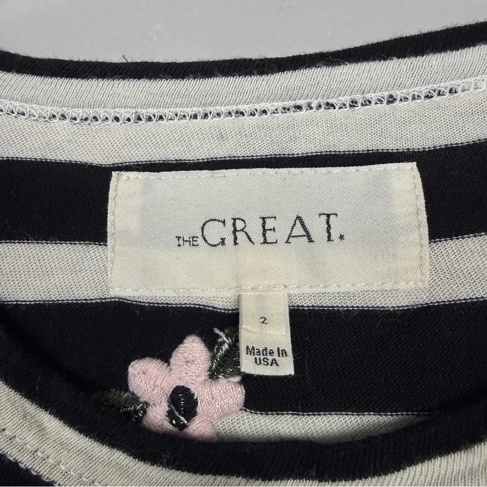 The Great Striped Flower Embroidered Cotton Tee - Picture 4 of 5